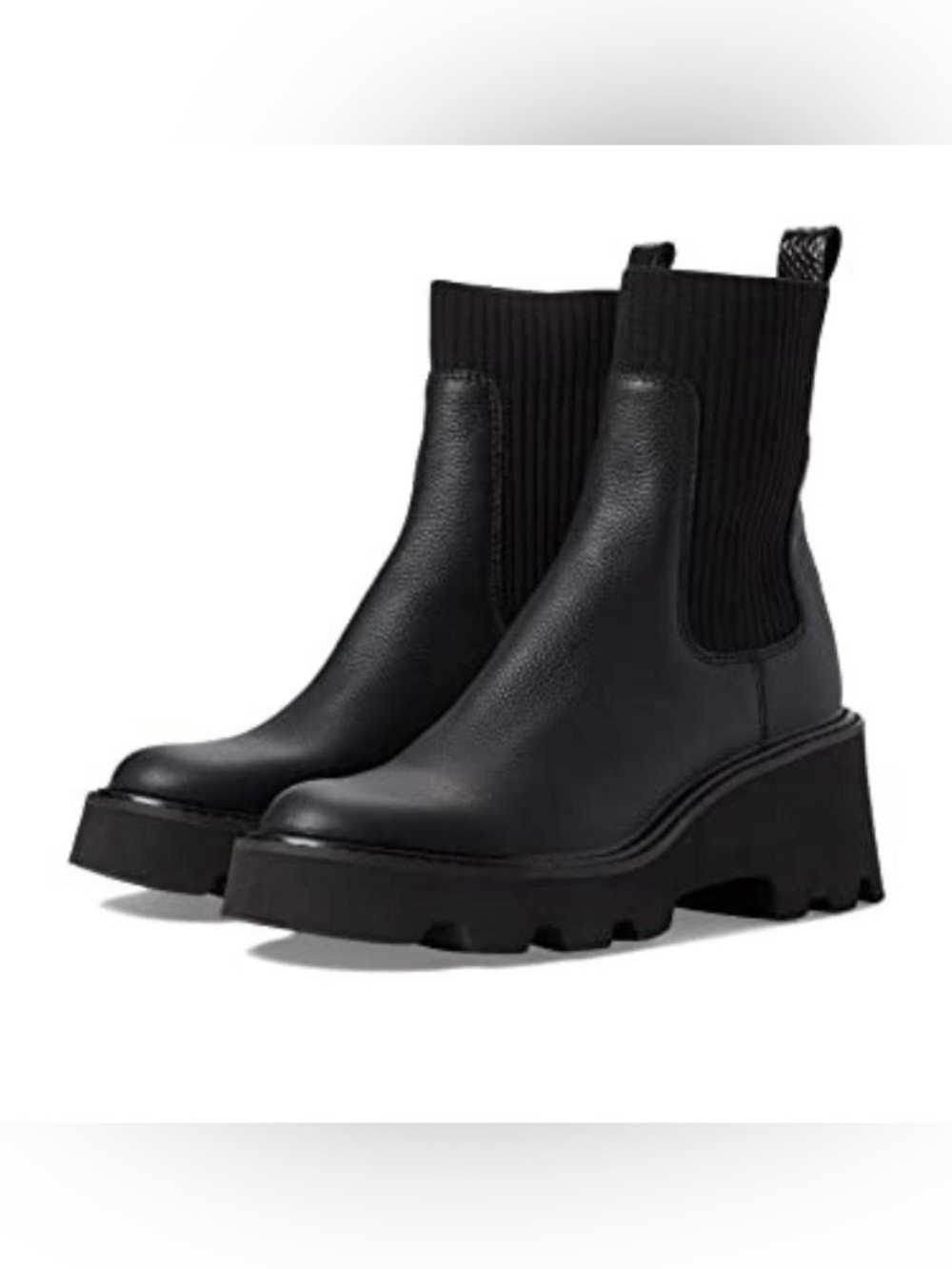 Dolce Vita Hoven H2O Black Chunky Chelsea Lug Booties